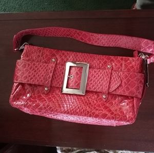 NWT Nice Pink Lane Bryant Faux Leather Croc Embossed Purse Courious Cat NOT Incl